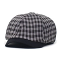 Klassieke zwart-witte geruite newsboy pet met een zwarte rand en retro achthoekige stijl - Bruin