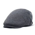 Classic dark grey beret flat cap with adjustable strap and knitted texture on white background - Adjustable / Dark Gray