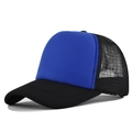 Cappello trucker classico blu e nero con rete traspirante e visiera curva - Regolabile / Nero Patchwork Blu