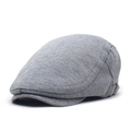 Classic dark grey flat cap made of soft jersey fabric with adjustable metal buckle side - Adjustable / Light Gray
