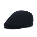 Classic black solid color adjustable newsboy ivy cap made of cotton blend fabric - Adjustable / Black