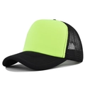 Cappellino trucker verde neon e nero con fronte in schiuma e rete traspirante - Regolabile / Nero e Giallo Neon