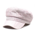 Berretto da marinaio in tweed rosa e bianco stile francese con parte superiore piatta - M (56-58cm) / Rosa
