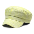 Berretto militare chic in tweed giallo e bianco da donna, accessorio moda autunno e inverno - M (56-58cm) / Giallo