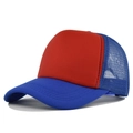 Cappellino trucker rosso con rete blu e visiera curva per lo sport all'aperto - Regolabile / Blu e Rosso Vino