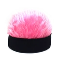 Berretto stravagante con parrucca rosa neon e bordo nero per accessori per feste - Base Nera + Capelli Rosa