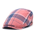 Berretto piatto classico stile inglese con motivo a quadri rosa e blu e fibbia in metallo - M (56-58cm) / Rosa