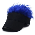 Lustige schwarze Baseballkappe mit blauer Kunsthaar-Perücke für Partys und Golf - M (56-58cm) / Schwarze Basis + Königsblaue Haare