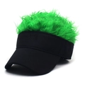 Berretto da baseball nero con parrucca verde per feste e attività all'aperto - M (56-58cm) / Base Nera + Capelli Verdi