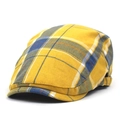 Coppola classica gialla a quadri stile britannico in cotone con motivo vintage scozzese - M (56-58cm) / Giallo