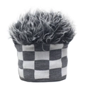 Berretto a scacchi in maglia con parrucca grigia riccia per calore invernale e feste in maschera - Taglia unica / Scacchi Grigi E Bianchi Con Capelli Grigi