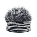 Detalle de diadema de cebra Acefire con textura de peluca sintética gris y negra desordenada - Estampado de Cebra Con Peluca Gris