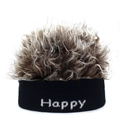 Divertente fascia per parrucca in maglia Happy con capelli ricci castani - Taglia unica / Base Nera + Pelliccia Caffè