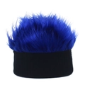 Berretto parrucca con capelli blu e fascia nera in maglia per hip hop e feste - Taglia unica / Nero + Blu Reale