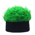 Berretto parrucca verde neon con fascia in maglia nera per costumi hip-hop e feste - Taglia unica / Nero+Verde