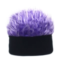 Berretto parrucca colorato con pelliccia sintetica viola e grigia per hip-hop e inverno - Taglia unica / Nero + Viola