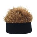 Dettaglio della consistenza dei capelli sintetici marroni su un berretto nero in maglia - Taglia unica / Nero+Marrone Scuro