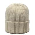 Beige ribbed knit beanie with cuffed brim for outdoor winter warmth and comfort - M(56-58cm) / Beige