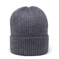 Classic dark grey knit beanie with wide cuff and vertical ribbing for winter warmth - M(56-58cm) / Dark Gray