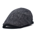 Gorra clásica de tweed de algodón grueso para hombre con hebilla ajustable lateral - M (56-58cm) / Negro