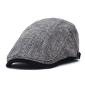 Gorra clásica de tweed gris para hombre con visera negra y hebilla metálica ajustable - M (56-58cm) / Gris