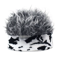 Creative bicolor knitted wig hat featuring messy grey hair and a black white headband - Black + Gray