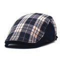 Berretto piatto vintage da uomo in velluto a coste scozzese con fibbia in metallo - M (56-58cm) / Blu navy