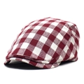Klassische Schirmmütze mit rot-weißem Karomuster für Damen und Herren im Retro-Stil - Verstellbar / Rot
