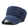 Berretto militare classico in cotone blu navy lavato con cuciture retrò di stile - Regolabile / Blu navy