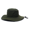 Olive green wide brim sun hat with adjustable chin strap for fishing and hiking - Adjustable / Green
