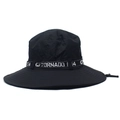 Outdoor black bucket hat with mountain embroidery and breathable wide brim sun protection - Adjustable / Black