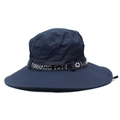 Navy blue wide brim outdoor bucket hat with mountain embroidery and mesh panels - Adjustable / Navy Blue