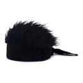 Détail d'un bonnet perruque noir à pointes inspiré par les coiffures d'anime - Réglable / Cheveux Noirs (Base Noire)