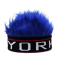 Dettaglio del ricamo YORK sulla fascia nera con inserto in capelli sintetici blu - Regolabile / Newyork Blu Reale