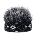 Detailed close-up showing the knitted texture and grey-white faux hair on the wig hat - M (56-58cm) / Small Argyle + Gray Hair