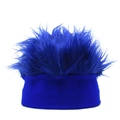 Funny blue mohawk knitted beanie hat with fluffy faux fur for party costumes - Adjustable / Royal Blue