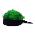 Détail d'un serre-tête en peluche vert vif pour le cosplay et les fêtes à thème - Réglable / Cheveux Verts (Base Noire)
