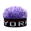 Berretto creativo in maglia con parrucca in pile viola e ricamo lettere New York - Regolabile / Newyork Viola