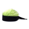 Détail d'un bandeau de sport noir avec fausse fourrure vert néon pour cosplay et fêtes - Réglable / Cheveux Vert Fluorescent (Base Noire)