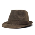 Sombrero Fedora clásico de paja de lino marrón oscuro para hombre con tejido transpirable - café