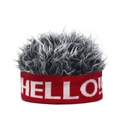 Bonnet perruque gris rigolo avec bandeau tricoté rouge et lettrage blanc HELLO!!! - Hello+ Gris