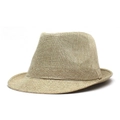 Sombrero Fedora de lino vintage para hombre en color caqui claro con cinta decorativa - Beige