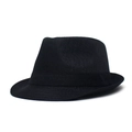 Sombrero fedora clásico de lino negro para hombre con cinta de grosgrain a juego - Negro