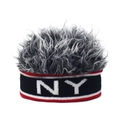 Berretto parrucca grigio riccio con fascia nera lettere NY e striscia rossa street style - Regolabile / NY Nero Bordo Rosso Grigio
