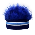 Gorro de punto a rayas con divertida peluca azul de piel sintética para fiestas - Rayado Azul Blanco + Peluca Azul Real