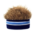 Diadema de punto a rayas con peluca sintética para fiestas y estilo hip-hop - Rayado Azul Blanco + Peluca Marrón