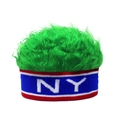 Dettaglio della fascia ricamata New York NY con capelli sintetici verdi e soffici - Regolabile / NY Blu Verde