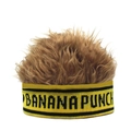 Macro detail van bruine pruikmuts met gele Banana Punch hoofdband voor hiphop streetstyle - Verstelbaar / Banaan Geel + Bruin