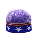 Funny purple wig beanie hat with stars and stripes pattern for party and sports events - Wig Hat / Circle of Stars + Purple