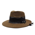 Sombrero de sol de paja para hombre con malla transpirable y cordón ajustable para pescar - Marrón